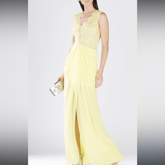 BCBGMaxazria Brandy yellow gown dress size 4 - Picture 1 of 3